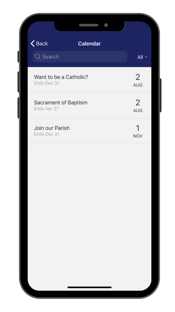 Church event calendar app features church apps by snapp mobile